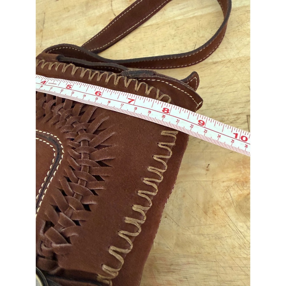 Patricia Nash Brown Suede Woven Whipstitch Crossbody Messenger Bag - Picture 7 of 16